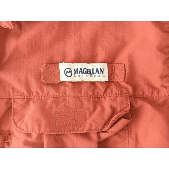 Magellan Outdoors Women Shirt Orange Relaxed Fit Button Up Fish Gear Workwear L - Picture 4 of 12